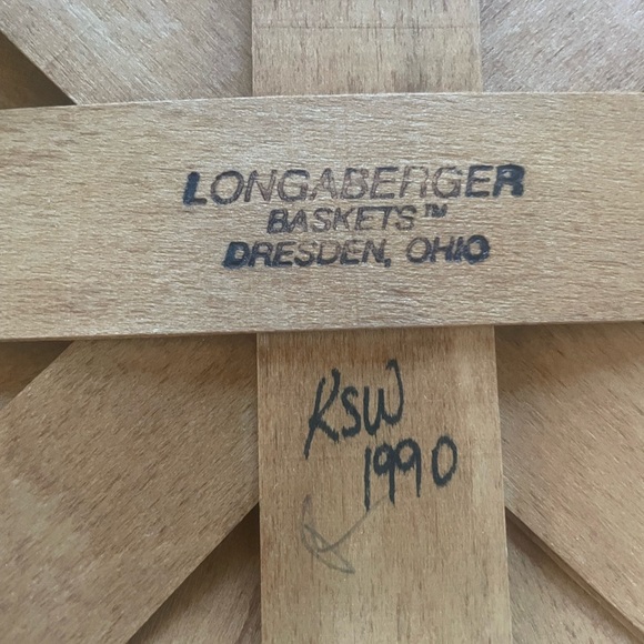 Longaberger Round Woven Darning Basket Leather Handles Vintage Handmade - Picture 5 of 8